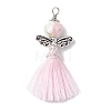 Porcelain Beaded with Polycotton Tassel Big Pendants PALLOY-JF02986-03-1