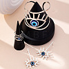 Hollow Out Evil Eye Alloy Resin Cuff Bangles & Cuff Rings & Stud Earrings Sets FS-WG3F92B-02-3