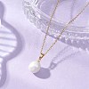 Natural Baroque Pearl Keshi Pearl Round Pendant 304 Stainless Steel Cable Chain Necklaces NJEW-JN05893-1