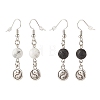 2Pair 2 Style Natural Lava Rock & Howlite with Yin Yang Long Dangle Earrings EJEW-JE04962-02-2