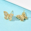 Brass Micro Pave Clear Cubic Zirconia Stud Earrings EJEW-F400-02B-G-4