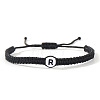 Flat Round with Letter Pattern Resin Beads Braided Bead Bracelets FS-WG43323-18-1