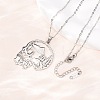 Halloween 304 Stainless Steel Hollow Tree Skull Pendant Cable Chain Necklaces for Men Women NJEW-K308-10P-2
