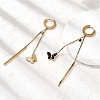 304 Stainless Steel Enamel Butterfly Tassel Hoop Earrings EJEW-G453-10G-3