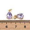 Teardrop Brass Glass Charms KK-L240-06G-01-3