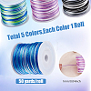 SUPERFINDINGS 5 Rolls 5 Colors Segment Dyed Nylon Thread Cord NWIR-FH0001-04A-2