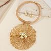 Aluminum & Brass & CCB Wire Flower Bib Necklace & Ball Dangle Earrings for Women WGD13CF-01-3