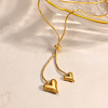 304 Stainless Steel Double Heart Lariat Necklaces WG40DB7-01-5