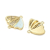 Brass Micro Pave Clear Cubic Zirconia Shell Shape Links KK-L256-32G-2