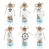 6Pcs 6 Styles Ocean Theme Column Glass Wishing Bottle Big Pendants AJEW-ME00013-1