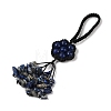 Flower Natural Lapis Lazuli Braided Thread Pendant Decorations HJEW-K046-04C-3