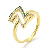 Mixed Color Enamel Initial Letter Adjustable Ring with Clear Cubic Zirconia RJEW-P045-01G-Z-4