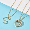 Brass Micro Pave Clear Cubic Zirconia and Glass Heart Locket Photo Pendant 304 Stainless Steel Chain Necklaces for Women NJEW-D341-01G-1