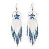 Star Glass Seed Beaded Dangle Tassel Earrings EJEW-MZ00777-01-3