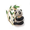 Cute Panda Bamboo Alloy Black Enamel Pin Brooches JEWB-C037-20G-1