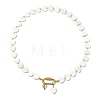 Heart Natural Freshwater Shell Beaded Necklaces with 304 Stainless Steel Screw Carabiner Lock NJEW-JN06202-3