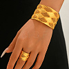 Vintage Alloy Filigree Rhombus Cuff Bangle & Ring Set RH3995-4