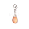 Wire Wrapped Glass Teardrop Pendant Decorations HJEW-JM02974-01-4