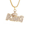 Alloy Full Crystal Rhinestone Crown with Word KING Pendant Necklaces for Unisex WGC5C6D-01-3