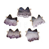 Natural Druzy Agate M Shape Link/Connector Charms G-T144-65-1