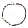 Glass Cube Beaded Necklace with 304 Stainless Steel Clasps NJEW-JN04400-3