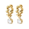 304 Stainless Steel Micro Pave Cubic Zirconia Stud Dangle Earrings EJEW-Z173-01G-5