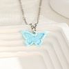 Acrylic Butterfly 201 Stainless Steel Cable Chain Necklaces for Women WGBABBD-08-1