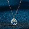 Colorful Wave Shaped Brass Blue Enamel Pendant 201 Stainless Steel Cable Chain Necklaces for Women FS-WG576FA-02-1