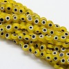 Handmade Evil Eye Lampwork Flat Round Bead Strands X-LAMP-L058-6mm-01-1