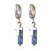 304 Stainless Steel Blue Spot Jasper Column Hoop Earrings EJEW-JE06791-03-1