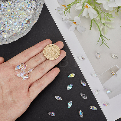 220Pcs Electroplate Transparent Glass Faceted Teardrop Beads EGLA-PA0001-58-1