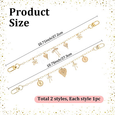 2Pcs 2 Styles Brass Bag Decorative Chains HJEW-SC0003-24B-1