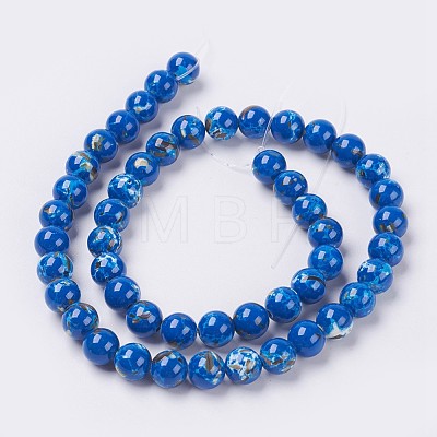 Sea Shell and Synthetic Turquoise Assembled Beads Strands G-G758-06-8mm-1