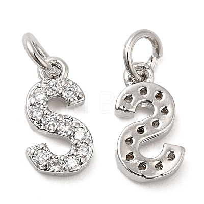 Brass Micro Pave Grade AAA Cubic Zirconia Charms ZIRC-P067-11P-S-NR-1