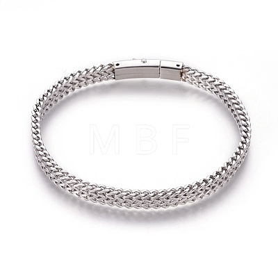 304 Stainless Steel Mesh Bracelets BJEW-L665-04P-1