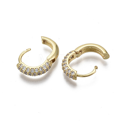Brass Micro Pave Cubic Zirconia Huggie Hoop Earrings LS-EJEW-R144-004E-NF-1