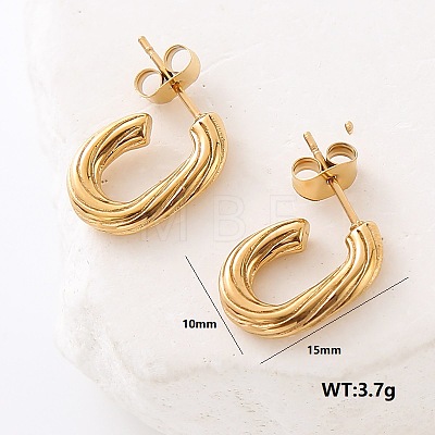 Stainless Steel Oval Stud Earrings MY5483-5-1