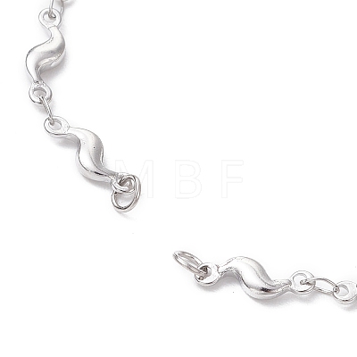 304 Stainless Steel Wave Link Chain Bracelet Making AJEW-JB01303-02-1