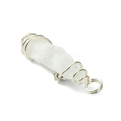 2Pcs Electroplated Natural Quartz Crystal Dyed Copper Wire Wrapped Pendants PALLOY-JF03163-02-1