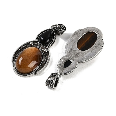 Natural Tiger Eye & Natural Obsidian Pendants G-I370-08AS-01-1