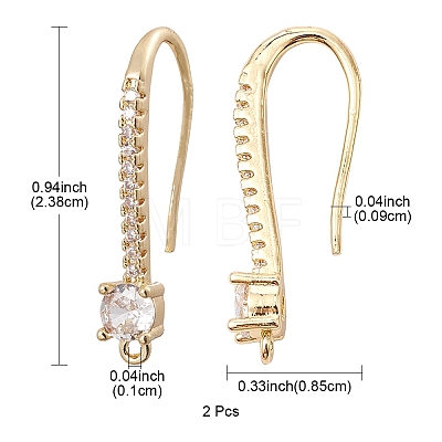 Brass Micro Pave Clear Cubic Zirconia Earring Hooks ZIRC-YW0001-03G-1