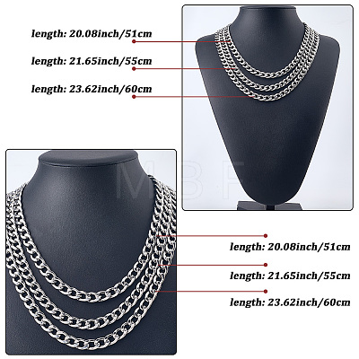 1Pc 304 Stainless Steel Cuban Link Chain Necklaces for Men Women NJEW-SP0001-23D-1