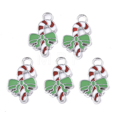 Alloy Candy Cane Enamel Pendants ENAM-R041-53-1
