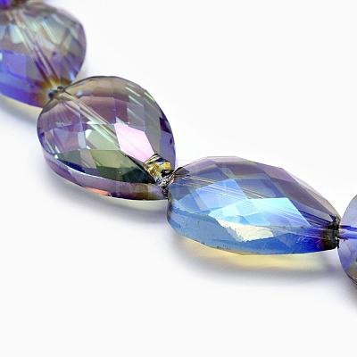 Electroplate Crystal Glass Teardrop Beads Strands EGLA-F067B-02-1