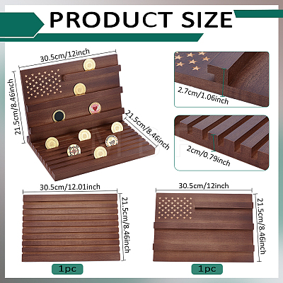 Wooden Commemorative Coin Organizer Slotted Display Stands ODIS-WH0086-228A-1
