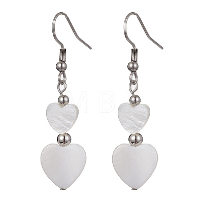 Natural Shell Heart Dangle Earrings EJEW-JE05583-02-1