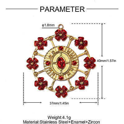 304 Stainless Steel Enamel Pendants STAS-OY014-38G-1