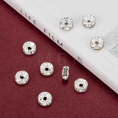 200pcs Clear White Rhinestone Rondelle Spacer Beads RB-A014-Z8mm-01S-1