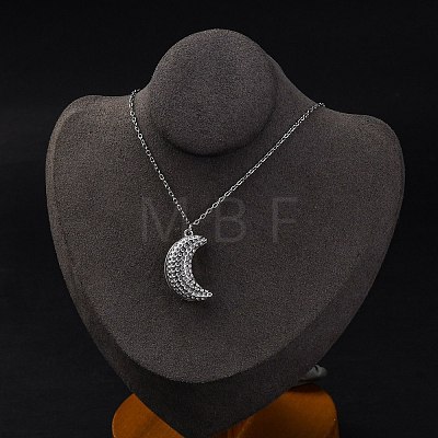 304 Stainless Steel Openable Moon Pendant Cable Chain Necklaces for Women STAS-Z114-18P-1