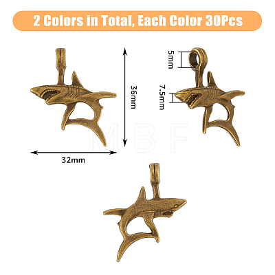 DICOSMETIC 60Pcs 2 Colors Tibetan Style Alloy Pendants TIBEP-DC0001-26-1